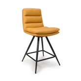 Nobel Ochre swivel counter chair with 360° turn, PVC seat & black legs. Soft stitched back, 610mm height, modern colours. Stylish for any kitchen bar.